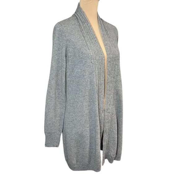 Forte Cashmere Open Front Cashmere Cardigan Sz.L Gray Quiet Luxury Cozy Longline - Picture 3 of 13